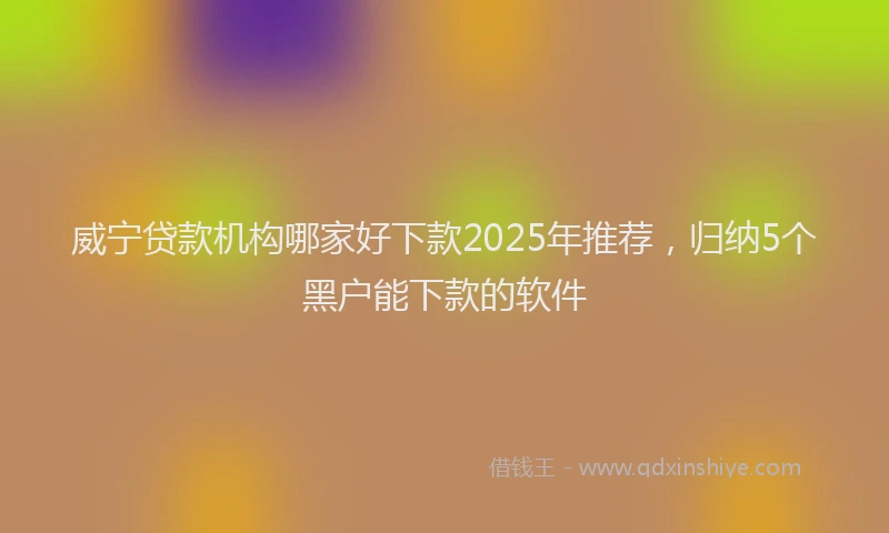 威宁贷款机构哪家好下款2025年推荐，归纳5个黑户能下款的软件