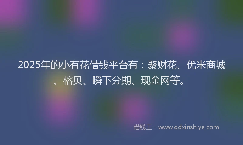 2025年的小有花借钱平台有：聚财花、优米商城、榕贝、瞬下分期、现金网等。