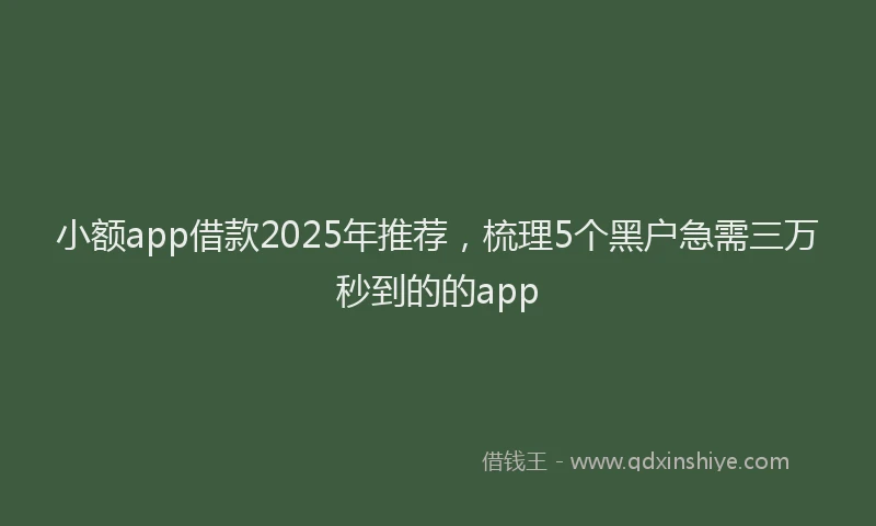 小额app借款2025年推荐，梳理5个黑户急需三万秒到的的app
