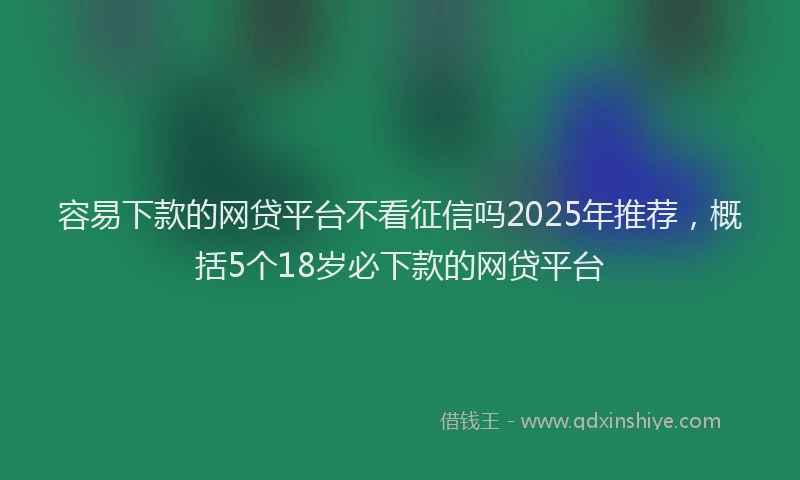 容易下款的网贷平台不看征信吗2025年推荐，概括5个18岁必下款的网贷平台