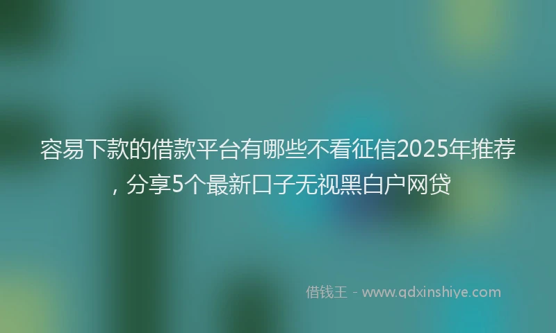 容易下款的借款平台有哪些不看征信2025年推荐，分享5个最新口子无视黑白户网贷