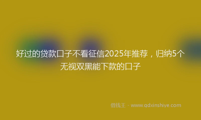 好过的贷款口子不看征信2025年推荐，归纳5个无视双黑能下款的口子