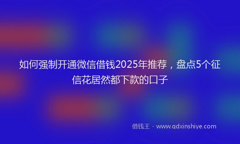 如何强制开通微信借钱2025年推荐，盘点5个征信花居然都下款的口子