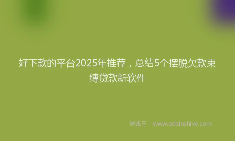 好下款的平台2025年推荐，总结5个摆脱欠款束缚贷款新软件