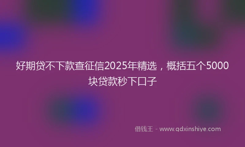 好期贷不下款查征信2025年精选，概括五个5000块贷款秒下口子
