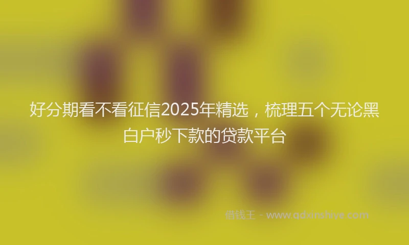 好分期看不看征信2025年精选，梳理五个无论黑白户秒下款的贷款平台