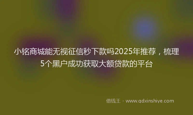 小铭商城能无视征信秒下款吗2025年推荐，梳理5个黑户成功获取大额贷款的平台