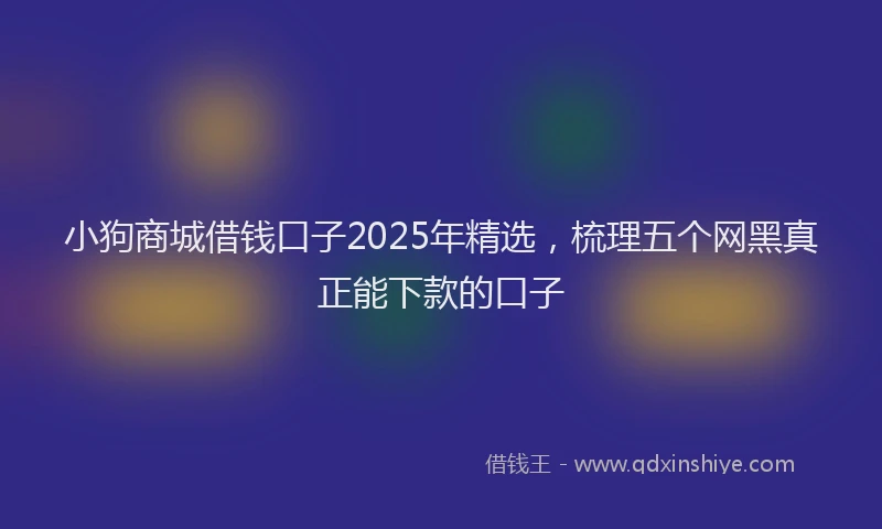 小狗商城借钱口子2025年精选，梳理五个网黑真正能下款的口子