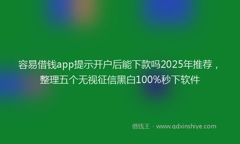 容易借钱app提示开户后能下款吗2025年推荐，整理五个无视征信黑白100%秒下软件