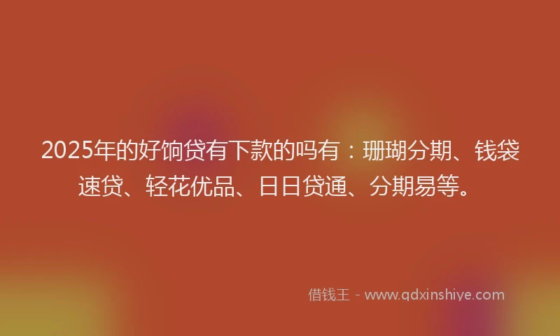 2025年的好饷贷有下款的吗有：珊瑚分期、钱袋速贷、轻花优品、日日贷通、分期易等。