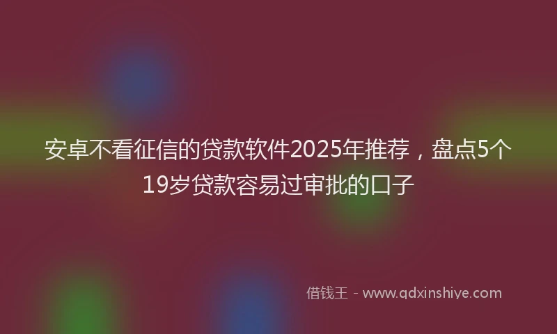 安卓不看征信的贷款软件2025年推荐，盘点5个19岁贷款容易过审批的口子