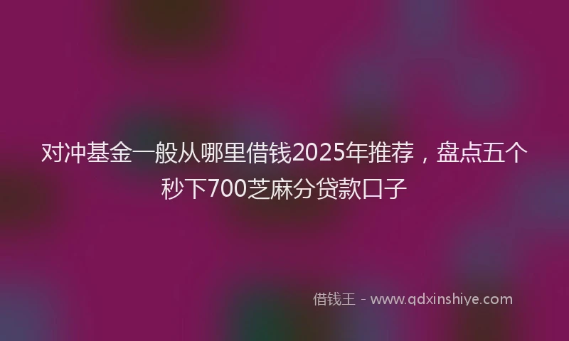 对冲基金一般从哪里借钱2025年推荐，盘点五个秒下700芝麻分贷款口子