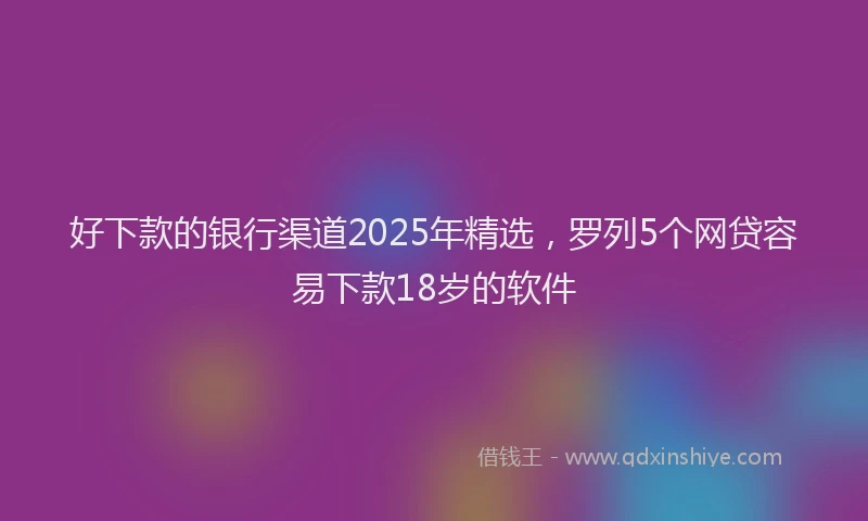 好下款的银行渠道2025年精选，罗列5个网贷容易下款18岁的软件