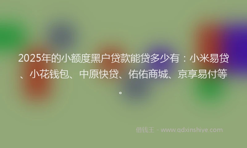 2025年的小额度黑户贷款能贷多少有：小米易贷、小花钱包、中原快贷、佑佑商城、京享易付等。