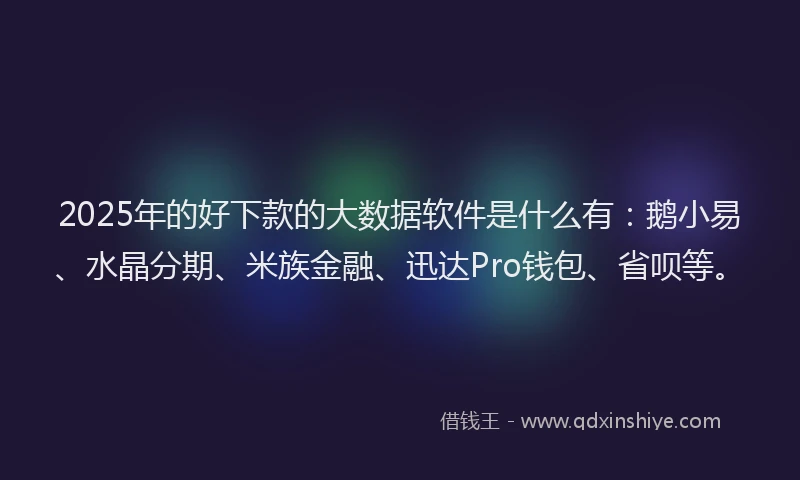 2025年的好下款的大数据软件是什么有：鹅小易、水晶分期、米族金融、迅达Pro钱包、省呗等。