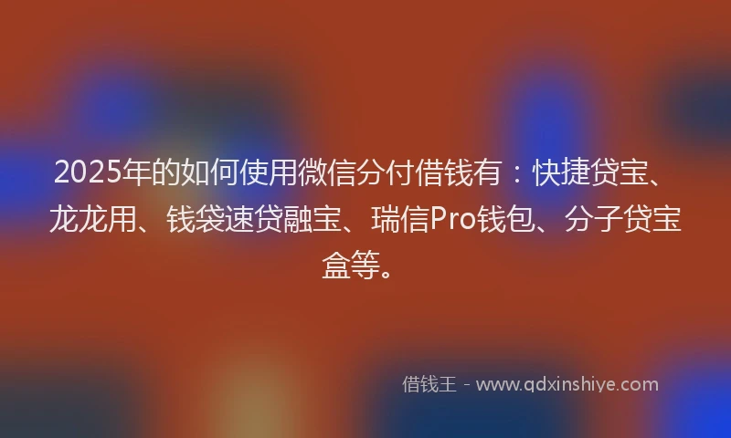 2025年的如何使用微信分付借钱有：快捷贷宝、龙龙用、钱袋速贷融宝、瑞信Pro钱包、分子贷宝盒等。