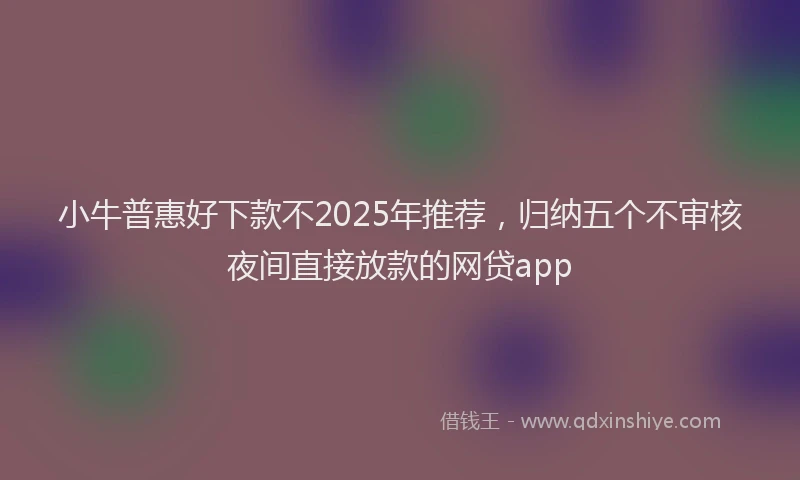 小牛普惠好下款不2025年推荐，归纳五个不审核夜间直接放款的网贷app