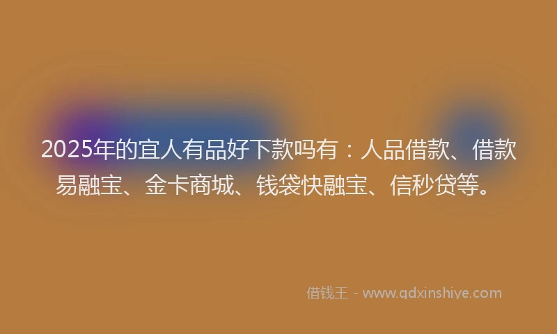 2025年的宜人有品好下款吗有：人品借款、借款易融宝、金卡商城、钱袋快融宝、信秒贷等。