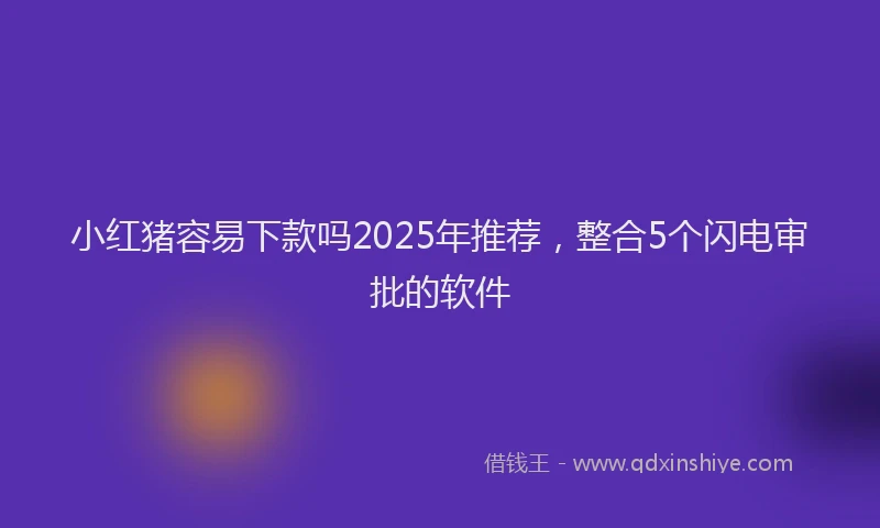 小红猪容易下款吗2025年推荐，整合5个闪电审批的软件