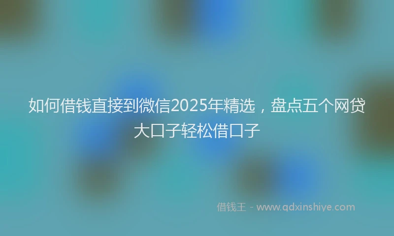 如何借钱直接到微信2025年精选，盘点五个网贷大口子轻松借口子