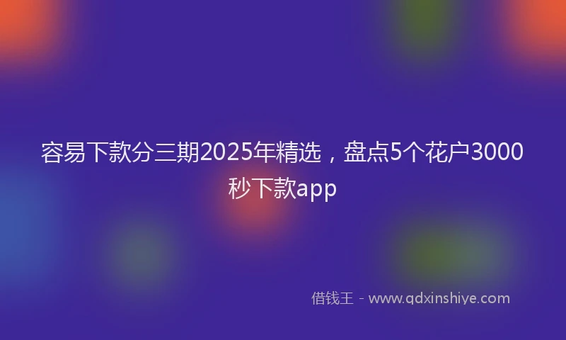 容易下款分三期2025年精选，盘点5个花户3000秒下款app