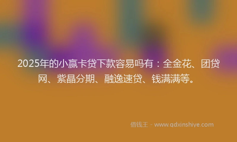 2025年的小赢卡贷下款容易吗有：全金花、团贷网、紫晶分期、融逸速贷、钱满满等。
