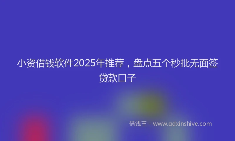 小资借钱软件2025年推荐，盘点五个秒批无面签贷款口子