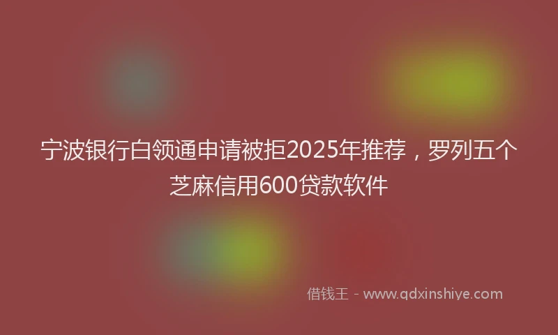 宁波银行白领通申请被拒2025年推荐，罗列五个芝麻信用600贷款软件