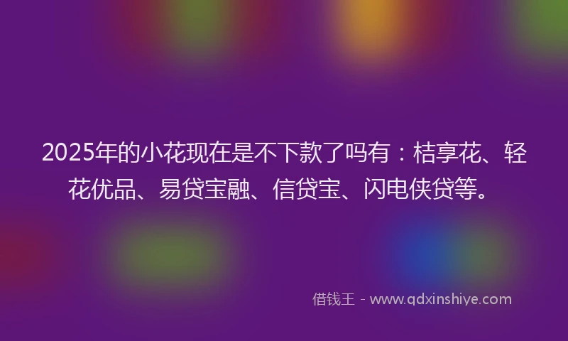 2025年的小花现在是不下款了吗有：桔享花、轻花优品、易贷宝融、信贷宝、闪电侠贷等。