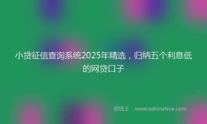 小贷征信查询系统2025年精选，归纳五个利息低的网贷口子