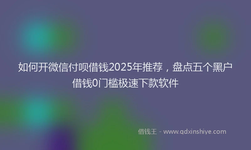 如何开微信付呗借钱2025年推荐，盘点五个黑户借钱0门槛极速下款软件