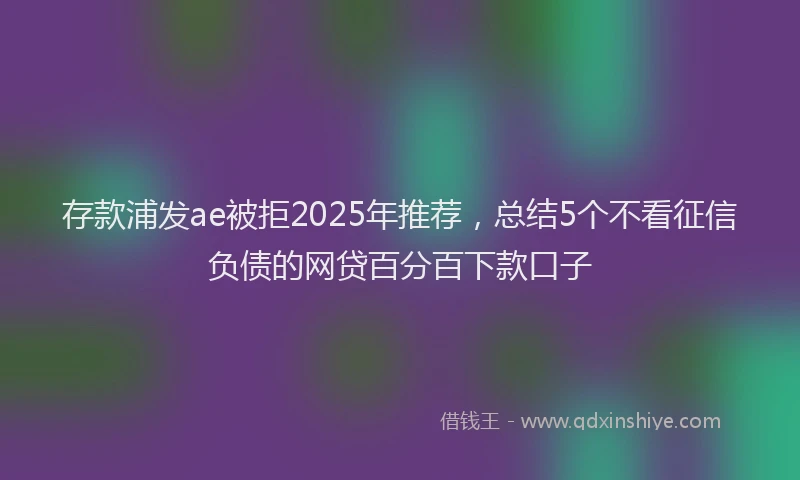 存款浦发ae被拒2025年推荐，总结5个不看征信负债的网贷百分百下款口子
