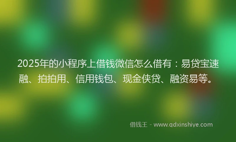 2025年的小程序上借钱微信怎么借有:易贷宝速融、拍拍用、信用钱包、现金侠贷、融资易等。