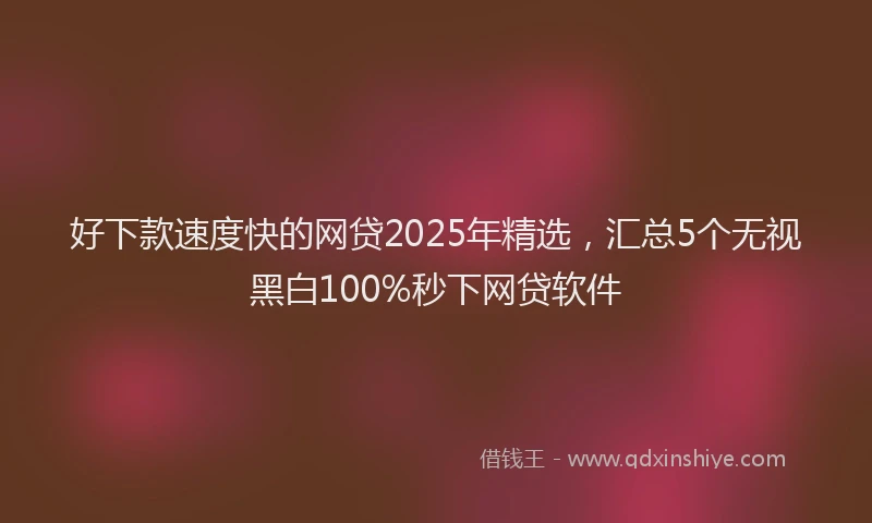 好下款速度快的网贷2025年精选，汇总5个无视黑白100%秒下网贷软件