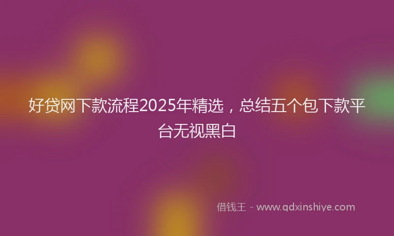 好贷网下款流程2025年精选，总结五个包下款平台无视黑白