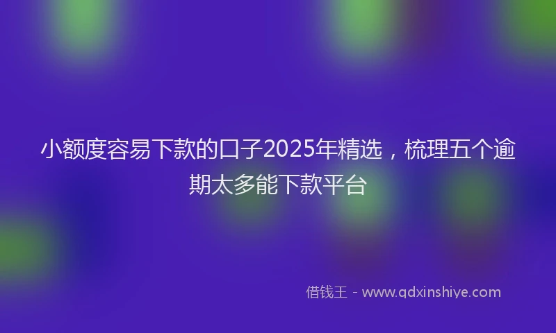 小额度容易下款的口子2025年精选，梳理五个逾期太多能下款平台
