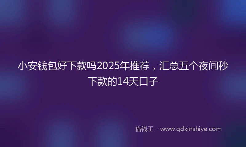 小安钱包好下款吗2025年推荐，汇总五个夜间秒下款的14天口子