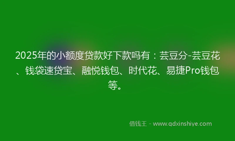 2025年的小额度贷款好下款吗有：芸豆分-芸豆花、钱袋速贷宝、融悦钱包、时代花、易捷Pro钱包等。