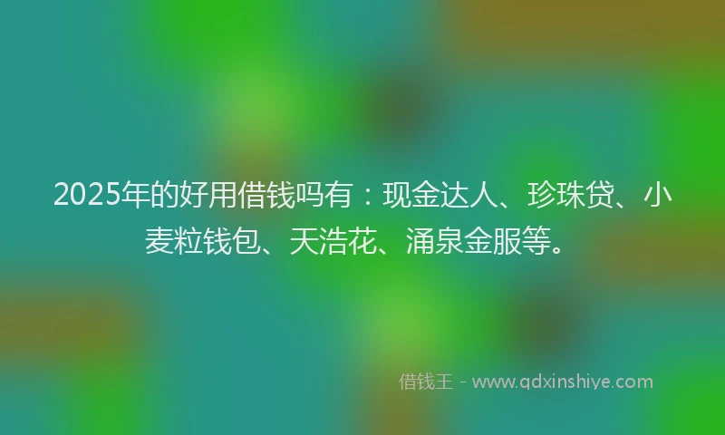 2025年的好用借钱吗有：现金达人、珍珠贷、小麦粒钱包、天浩花、涌泉金服等。