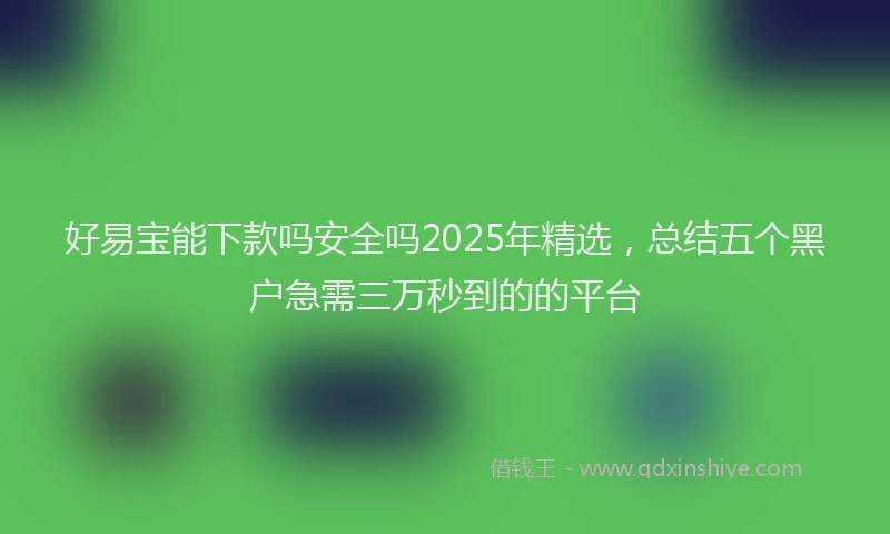 好易宝能下款吗安全吗2025年精选，总结五个黑户急需三万秒到的的平台