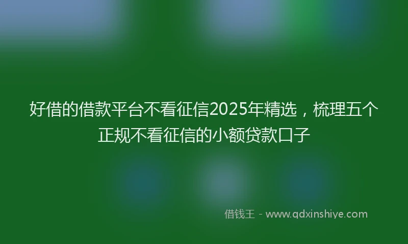 好借的借款平台不看征信2025年精选，梳理五个正规不看征信的小额贷款口子