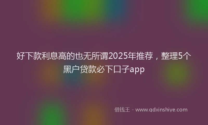 好下款利息高的也无所谓2025年推荐，整理5个黑户贷款必下口子app
