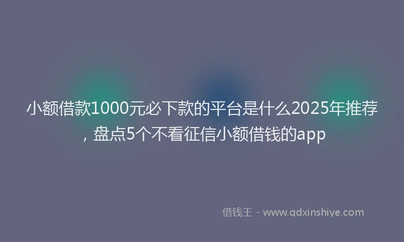 小额借款1000元必下款的平台是什么2025年推荐,盘点5个不看征信小额借钱的app