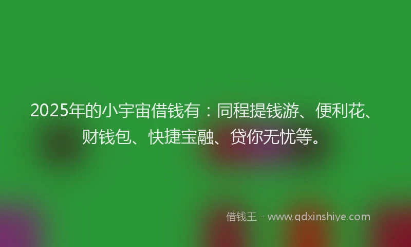 2025年的小宇宙借钱有：同程提钱游、便利花、财钱包、快捷宝融、贷你无忧等。
