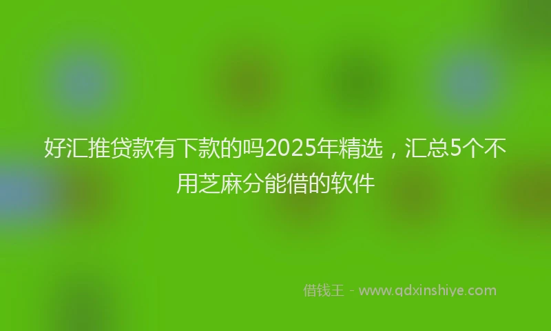 好汇推贷款有下款的吗2025年精选，汇总5个不用芝麻分能借的软件