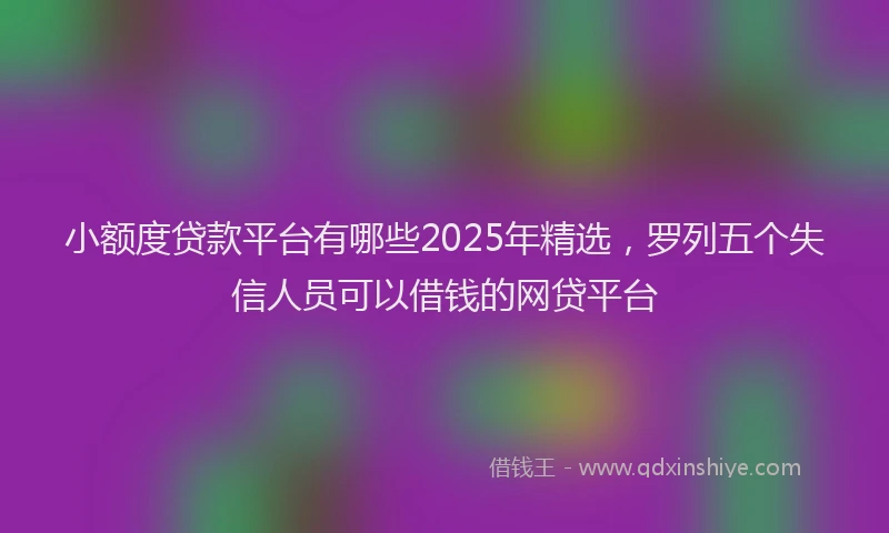 小额度贷款平台有哪些2025年精选，罗列五个失信人员可以借钱的网贷平台