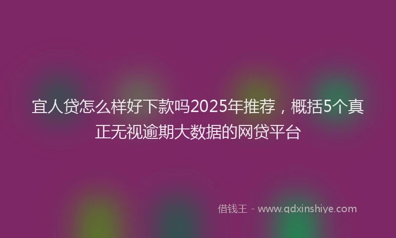 宜人贷怎么样好下款吗2025年推荐，概括5个真正无视逾期大数据的网贷平台
