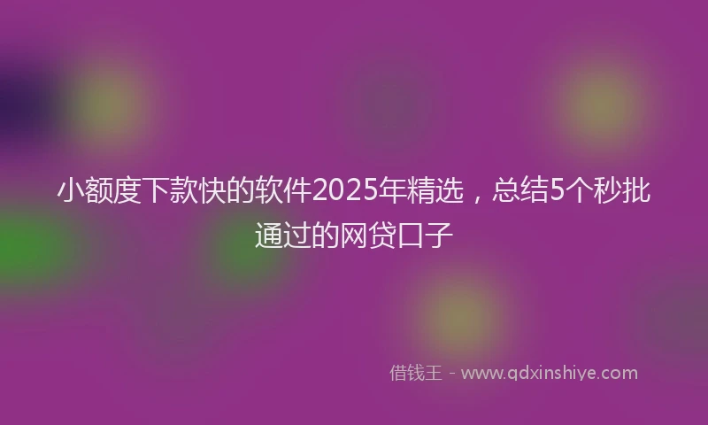 小额度下款快的软件2025年精选，总结5个秒批通过的网贷口子