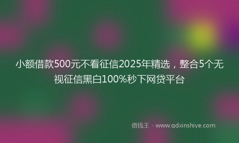 小额借款500元不看征信2025年精选，整合5个无视征信黑白100%秒下网贷平台