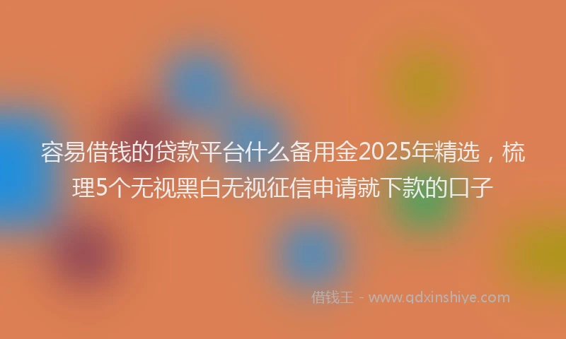 容易借钱的贷款平台什么备用金2025年精选，梳理5个无视黑白无视征信申请就下款的口子